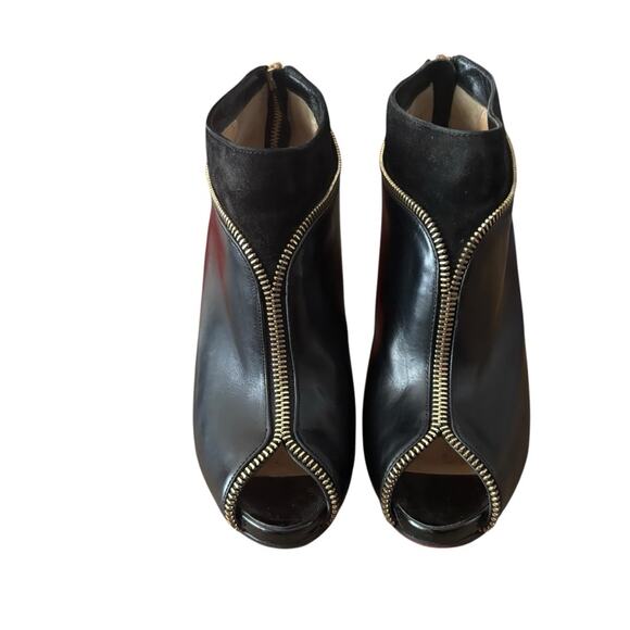 Christian Louboutin Col Zippe Boots Black Leather Stiletto Zip Boots Size 37.5 - Picture 3 of 15